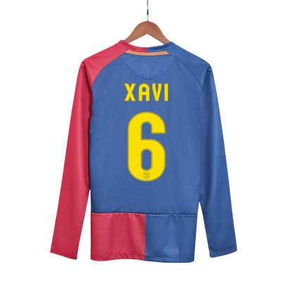 Domácí Retro Dres Barcelona 2008/09 Long Sleeve XAVI #6 - UCL Final