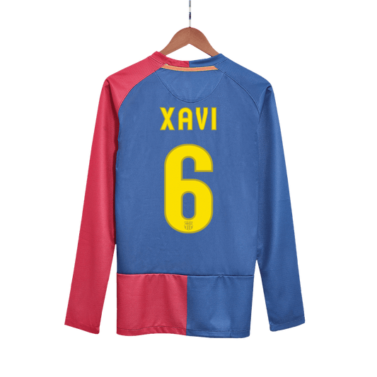 Domácí Retro Dres Barcelona 2008/09 Long Sleeve XAVI #6 - UCL Final