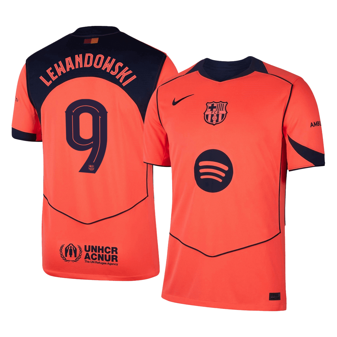 Barcelona třetí fotbalový dres 2025/26 LEWANDOWSKI #9 UCL