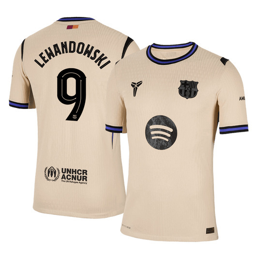 Venkovní Fotbalový Dres Barcelona 25/26 Authentic LEWANDOWSKI #9 UCL