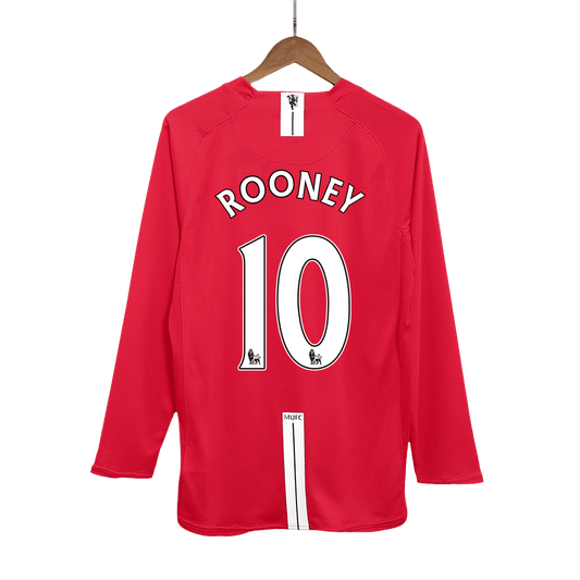 Domácí Retro Dres Manchester United 2007/08 Long Sleeve ROONEY #10