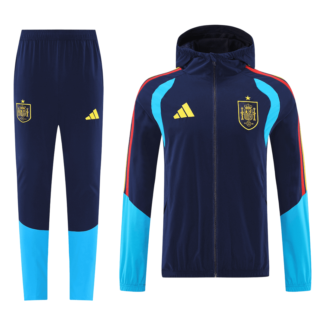 Španělsko větrovková souprava 2026 modrá & černá (mikina s kapucí)